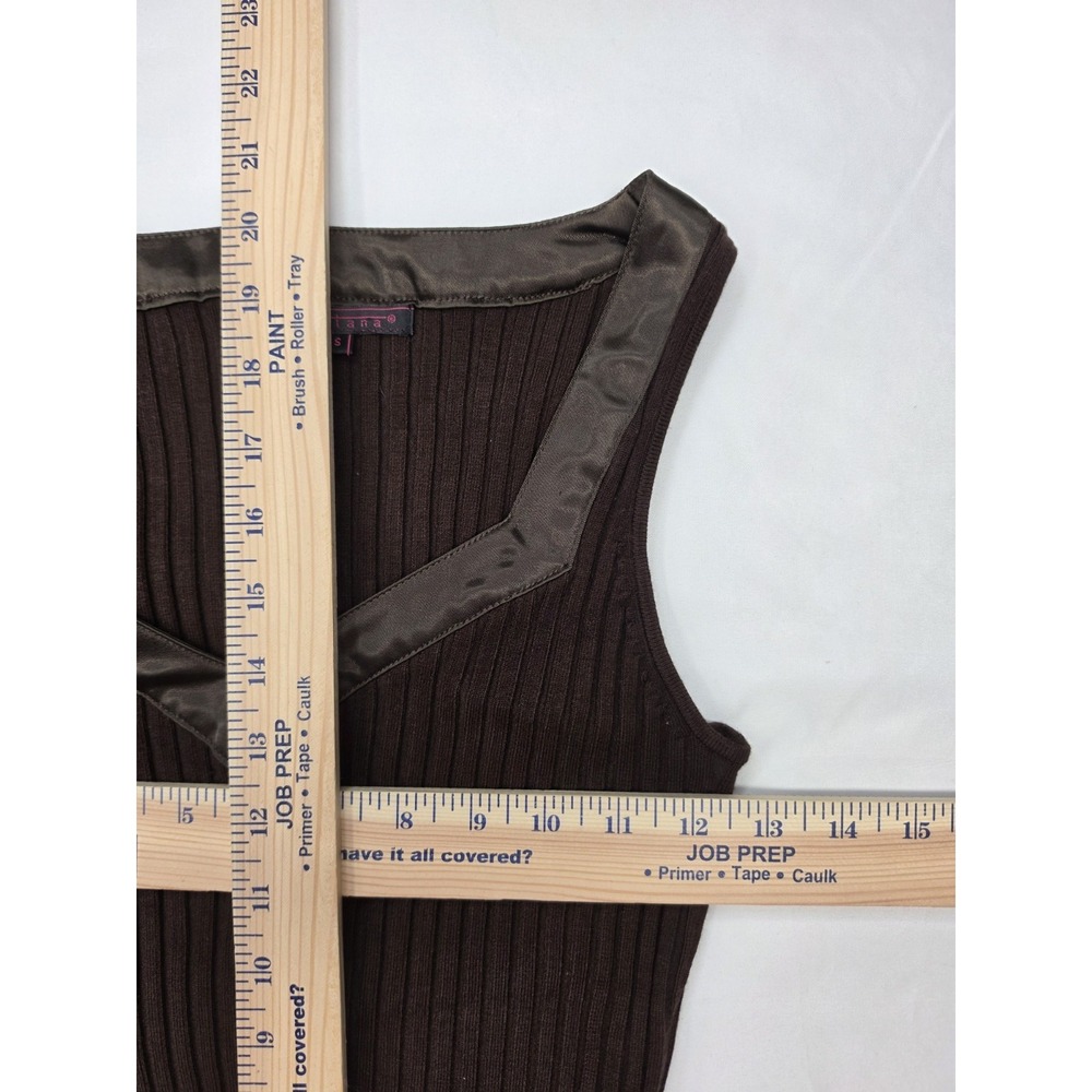 Y2K Vintage Fontana Tank Womens Small 90s Ribbed Shirt Brown Grunge Goth 3185 - Picture 8 of 12